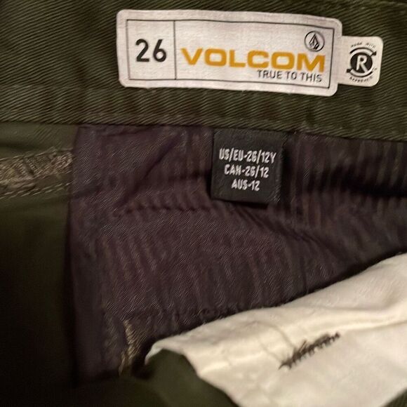 EUC Volcom Frikin Modern Stretch Chino Pants Dark Green Size 26” - Picture 7 of 7